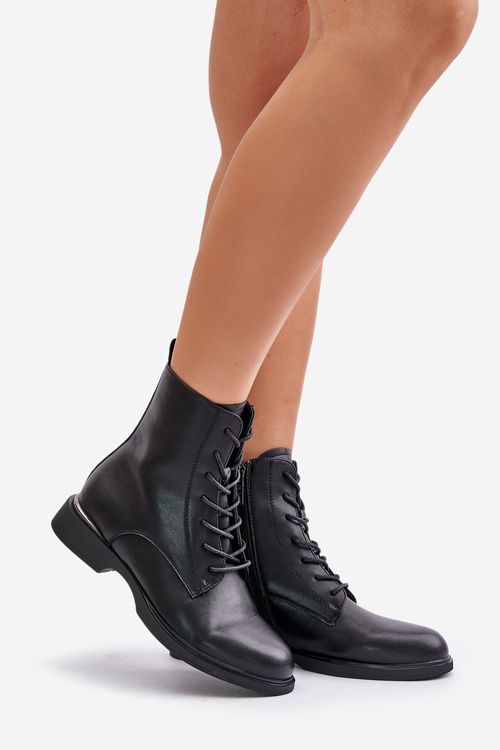 Zateplené Dámske Pracovné Topánky Z Prírodnej Kože Vinceza 66691 Čierne