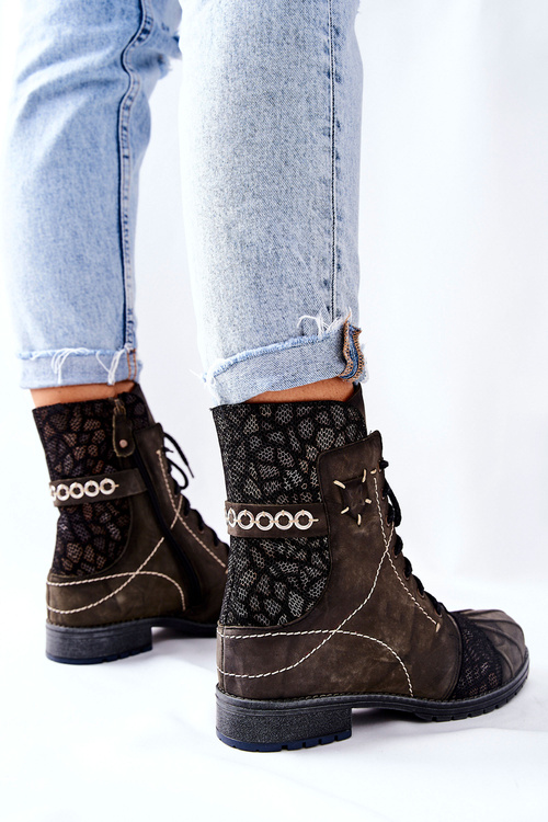 Dámske kožené topánky izolované Maciejka Olive 03961-24