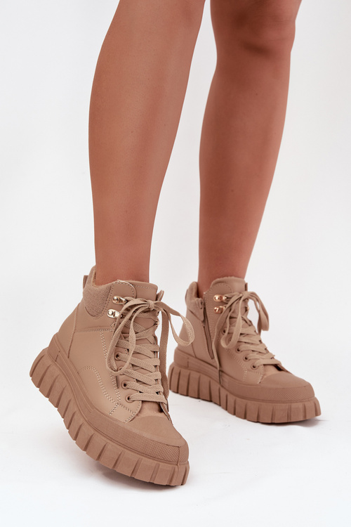 Dámské zateplené kozačky trapery na platformě Camel Carenna