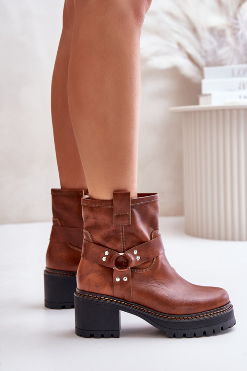 Dámské Kožené Botky Na Zip Hnědé Lewski 3435