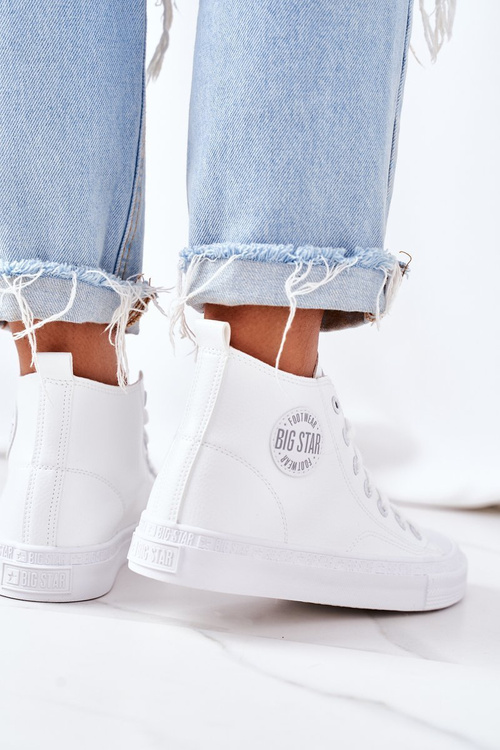 Dámské Kožené Vysoké Tenisky Big Star GG274016 Bílé