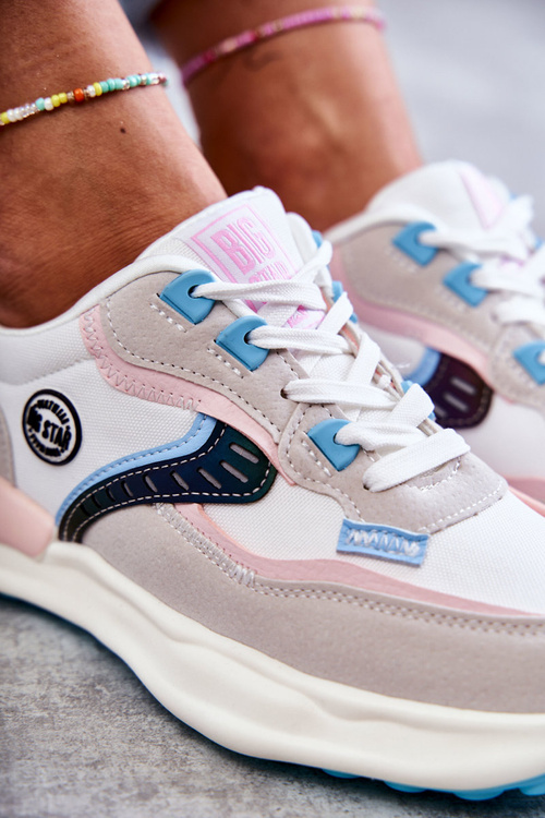 Dámske športové tenisky veľká hviezda KK274097 White-ružová