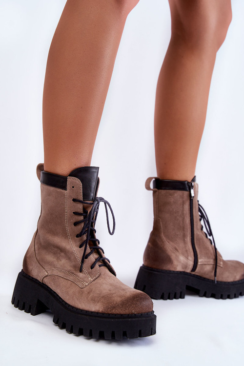 Klasické semišové teplé boty Hnědé Caima