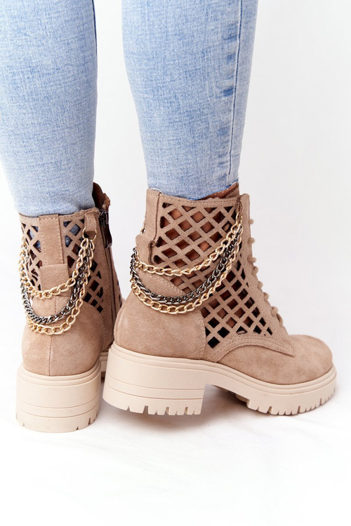 Prolamované Semišové Boty Lewski Shoes 3030-0 Pískove