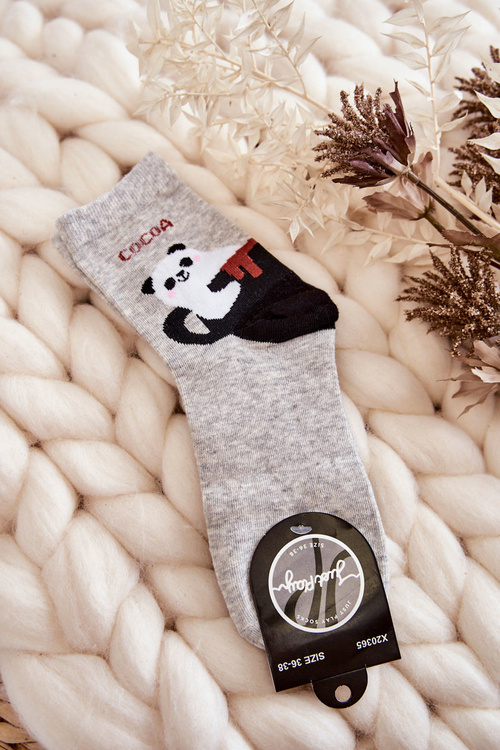 Dámské legrační ponožky Panda V Poháru šedé
