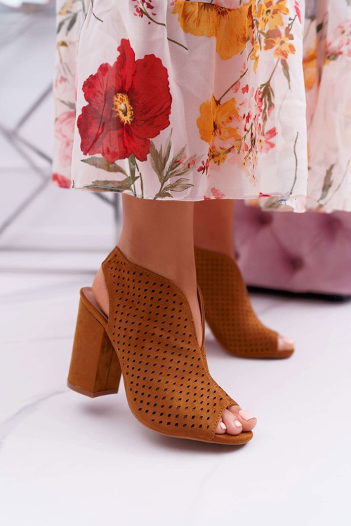 Dámské Sandály Na Podpatku Peep Toe Camel Nevienna