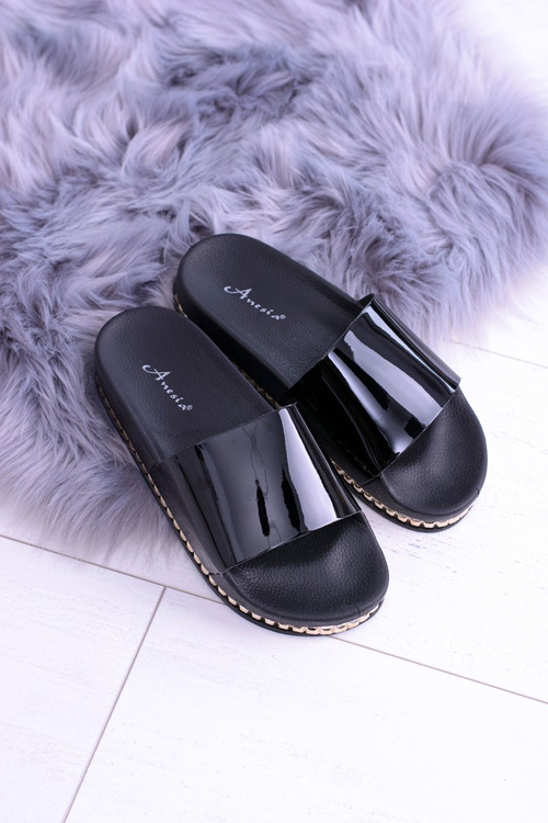 Dámske čierne flip -flops s kamienkami Mirock