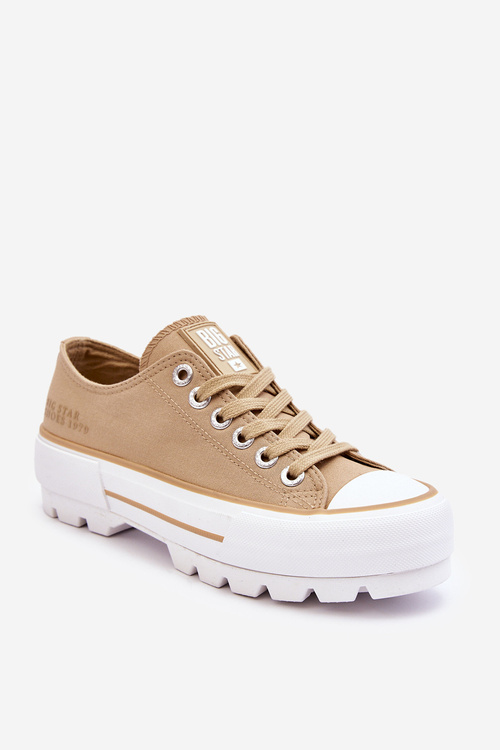 Materiálne tenisky na veľkej hviezde LL274154 Beige Platform