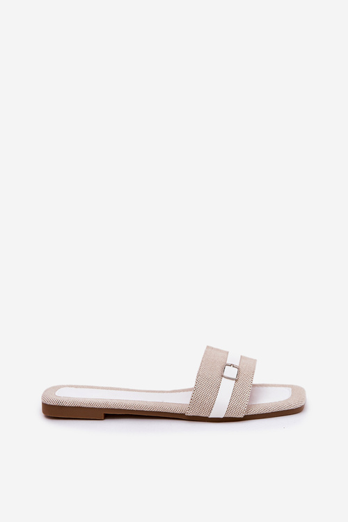 Plné Dámské Sandály S Páskem A Přezkou Béžovo-Bílé Zilina