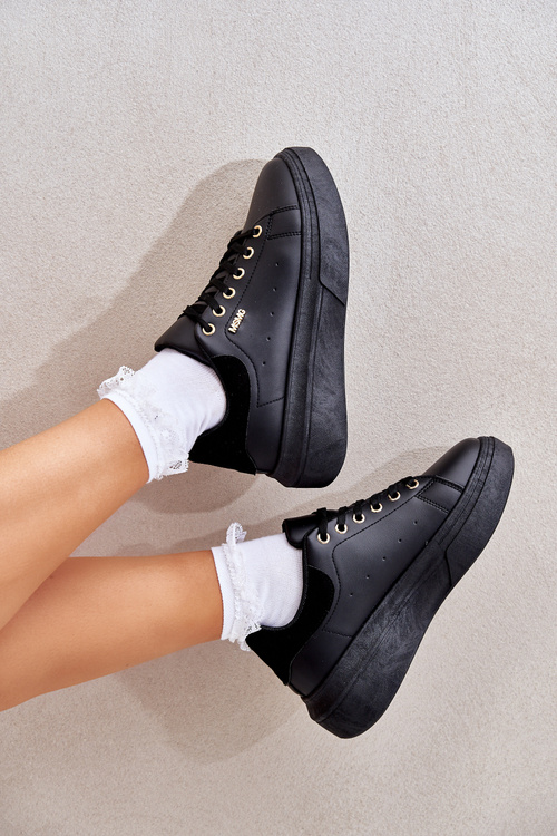 Dámske Tenisky Na Platforme Eko Koža Čierne Lelandine