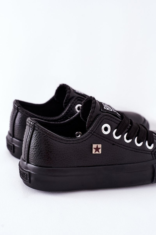 Veľká hviezda FF374304 Čierne kožené tenisky