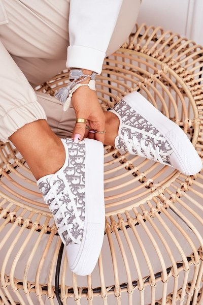 Dámské Kulaté Tenisky Bílé-Šedé Daphne