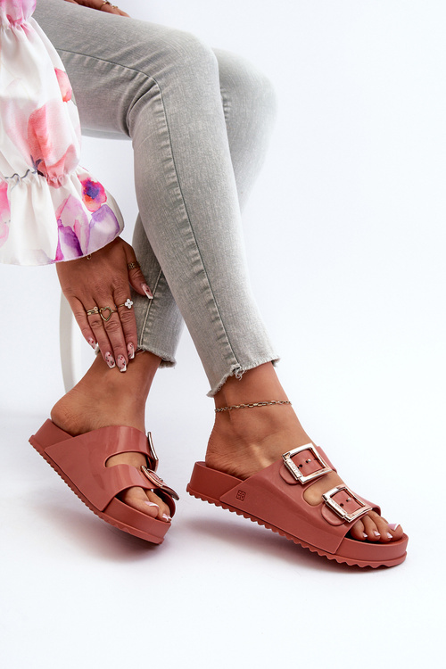 Dámské žabky s přezkami ZAXY JJ285246 Špinavě růžové