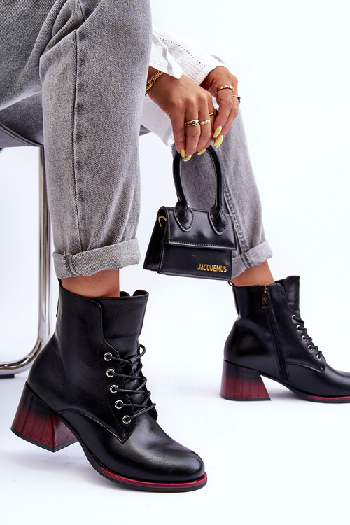 Čierne vysoké podpätky kože Luloshe