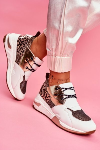 Dámske športové topánky tenisky biele a zlaté semper