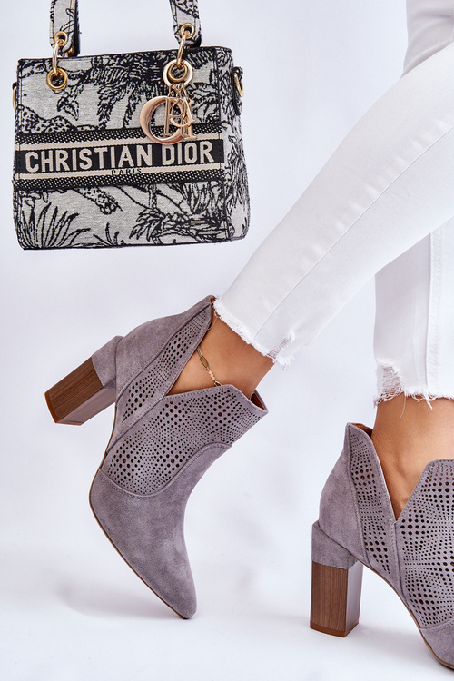 Openwork semišové vysoké podpätky Gray Leanna