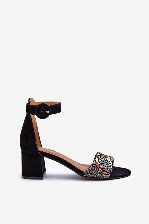 Zamšové sandále na opätku Maciejka 04141-48 čierne