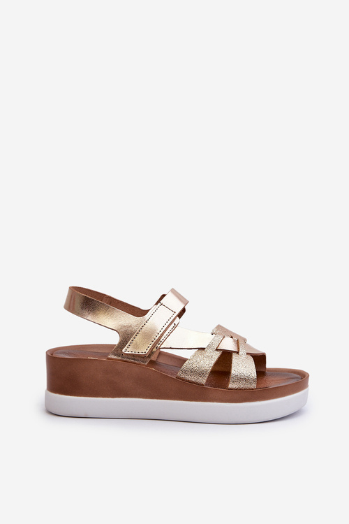 Zazoo 40397 Dámske Kožené Sandále Na Platforme Zlaté