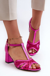 Dámske Kožené Sandále Na Päte Maciejka 06551-15 Fuksia