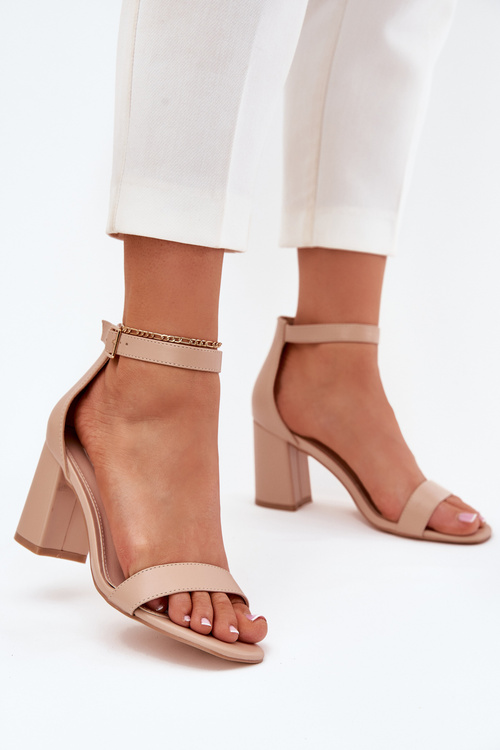 Eko Kožené Sandále Dámske Na Opätku Béžové Irini