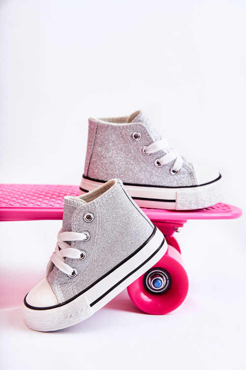 Detské vysoké tenisky strieborné catrina