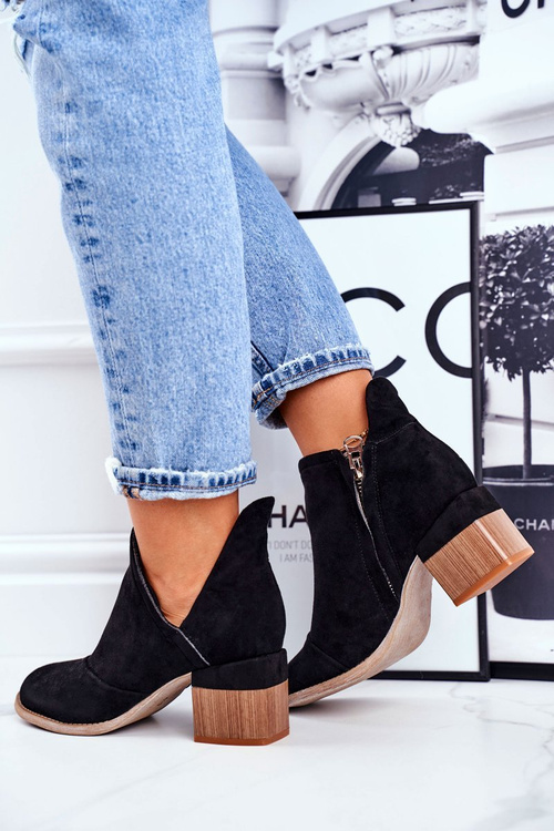 Dámské Kotníkové Boty Na Podpatku Oříznuté Černé Mini Meliori