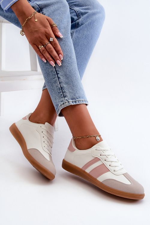 Dámské nízké ekologické kožené tenisky bílo-růžové Relialia