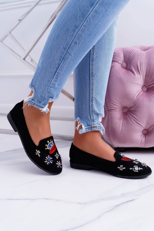 Čierna dámska princezná záplaty baleríny