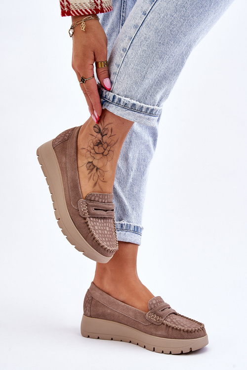 Suede Moccasins na platforme Milana Dark Beige