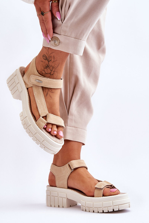 Dámské semišové sandály Big Star LL276036 Béžová