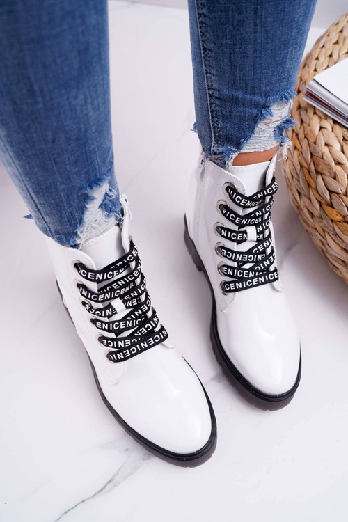 Dámské Kotníkové Boty Lakované bílé Sergio Leone TR726