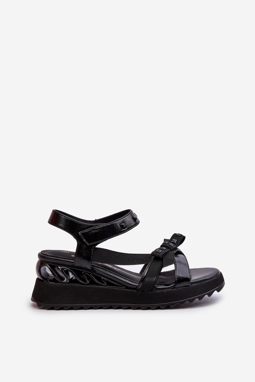 Dámske sandále s mašľou D&A CR956 Čierne