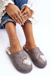 Lesklé dámské pantofle šedé Geraja