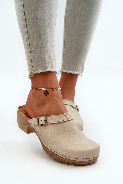 Dámske žabky na nízkom opätku Inblu BL000004 béžové