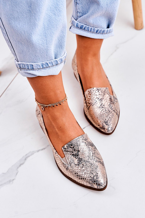 Dámské Kožené Mokasíny Zvířecí Vzor Zlate Scarlett