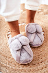 Chlupaté Pantofle S Bambulkami šedé Pamppy