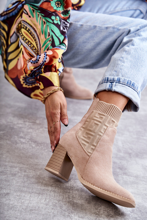 Dámské semišové boty s ponožkou béžové Montes