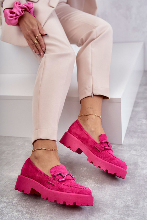Dámske semišové topánky na ružovej platforme Gunn