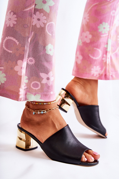 Čierne dámske päty kože Perry