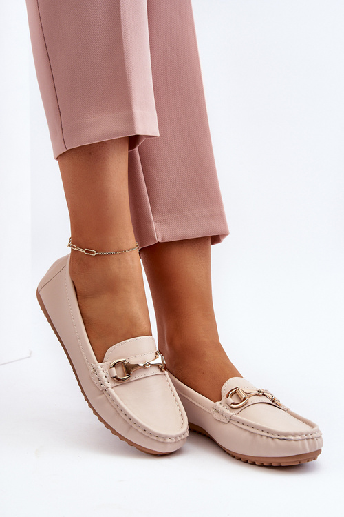 Dámské klasické mokasíny z ekokože béžové Demese