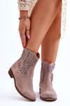 Dámské semišové prolamované boty Leski Boty 3301 Cappuccino