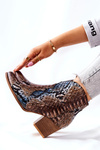 Kovbojské topánky Lewski Brown-Blue Snake Pattern EV28