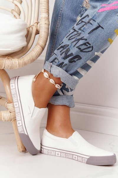 Dámske sklz-on veľké hviezdy HH274007 biele tenisky