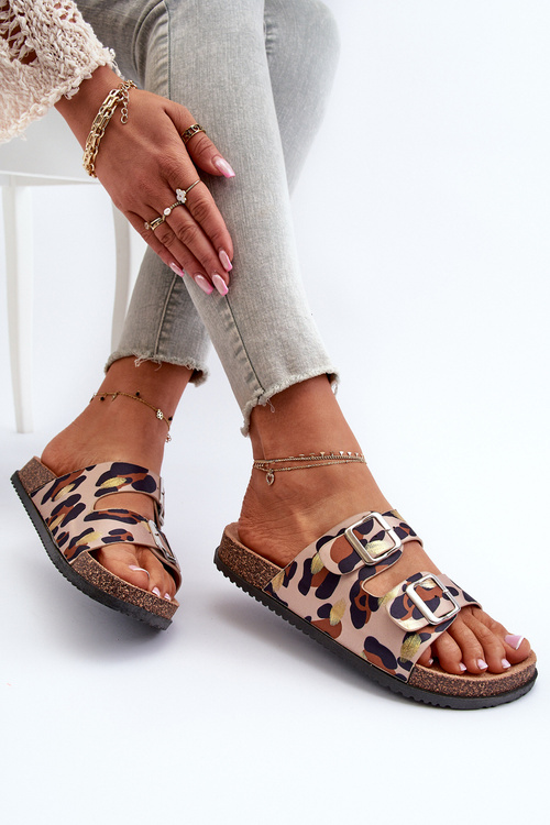 Dámske sandále s prepojovacími prvkami béžovo-hnedé Oliena