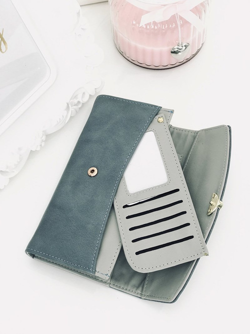 Large Women's Black Trendy Wallet Gold Zipper