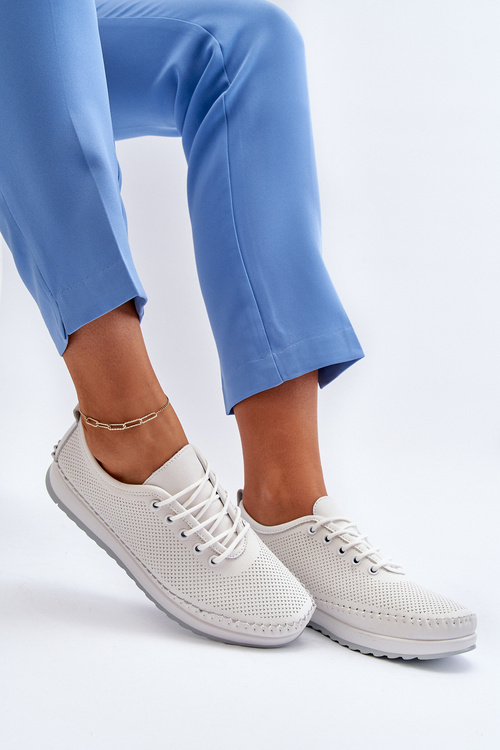 Kožené Sportovní Dámské Tenisky Beige Lalnai