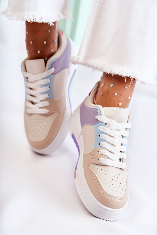 Dámska béžová francisová kožená športová topánka