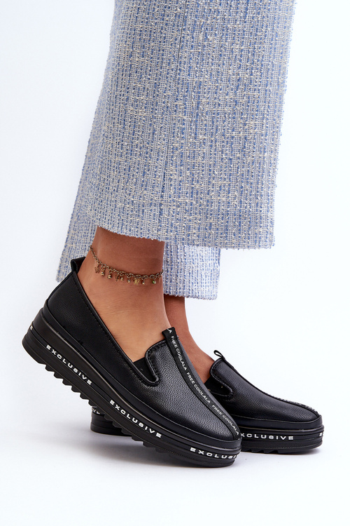 Dámské kožené polobotky na platformě S.Barski LR260 černé