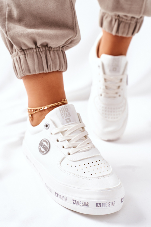 Kožené Tenisky Na Platformě BIG STAR II274075 Bílé