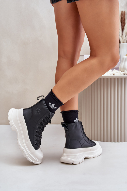 Kožené Zateplené Tenisky Na Masívnej Platforme Big Star OO274A599 Čierne